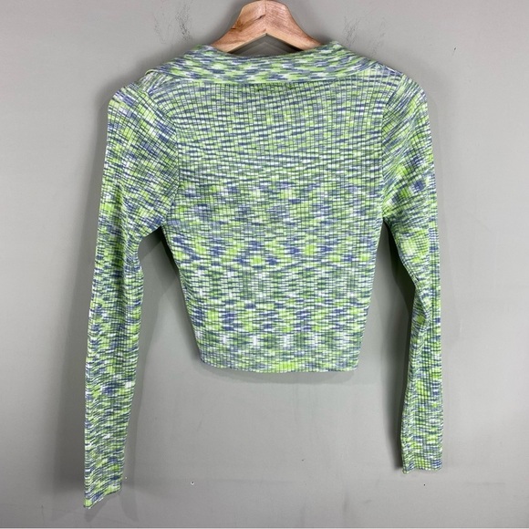 Say What Y2K Ribbed Full Button Up Down Cropped Crop Top Collared Shirt XL (NWT) - Picture 4 of 4